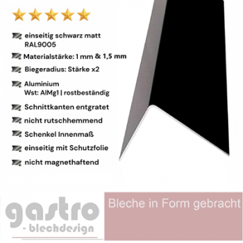 schwarz Ral 9005 Winkelprofil 1mm tiefschwarz